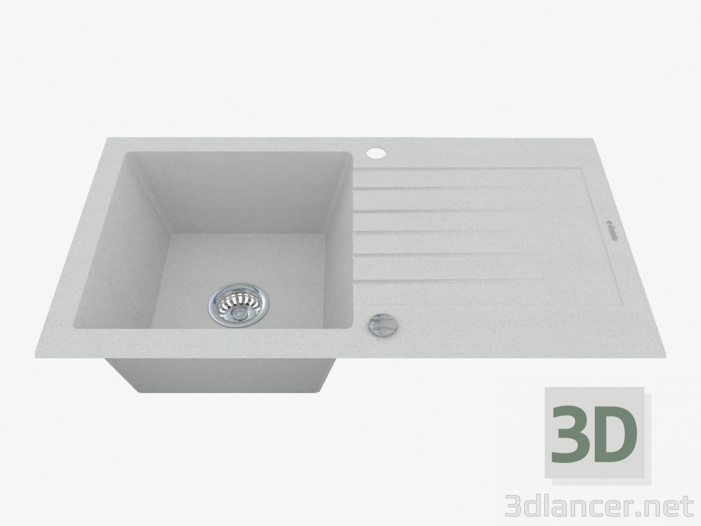 3D Modell Spüle, 1 Schüssel mit Abtropffläche - grau metallic Zorba (ZQZ S113) - Vorschau