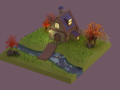Autumn house low poly