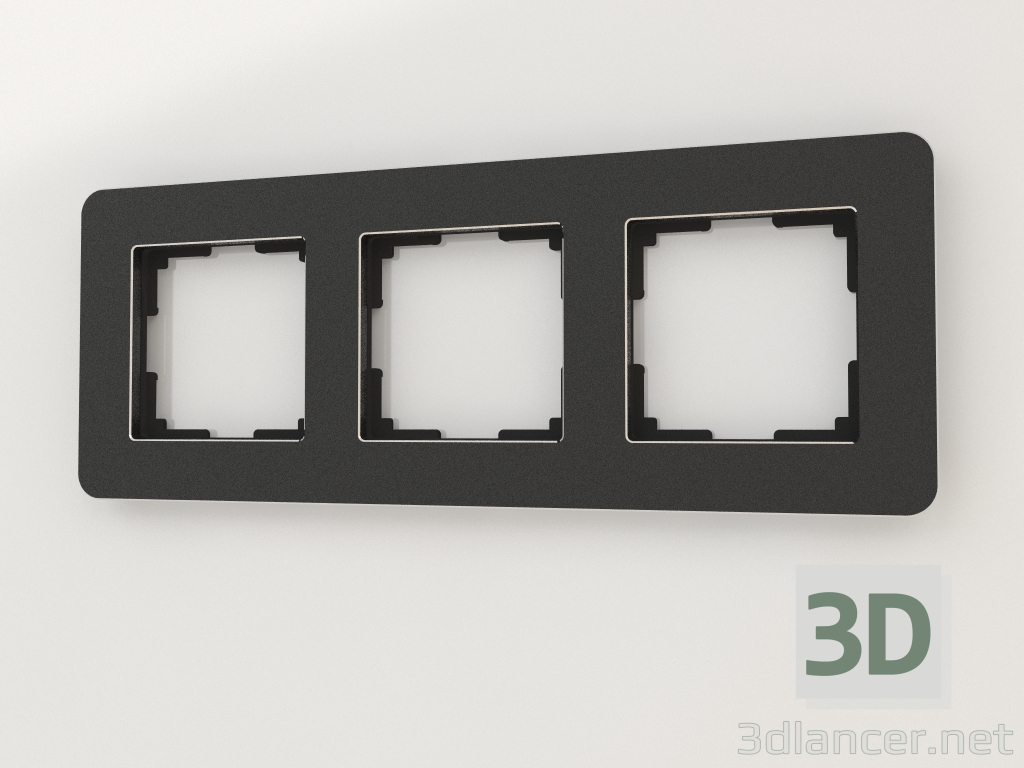 modèle 3D Cadre pour 3 poteaux Platine (aluminium noir) - preview