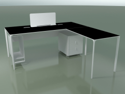 Office table 0815 + 0816 right (H 74 - 79x180 cm, equipped, laminate Fenix F02, V12)