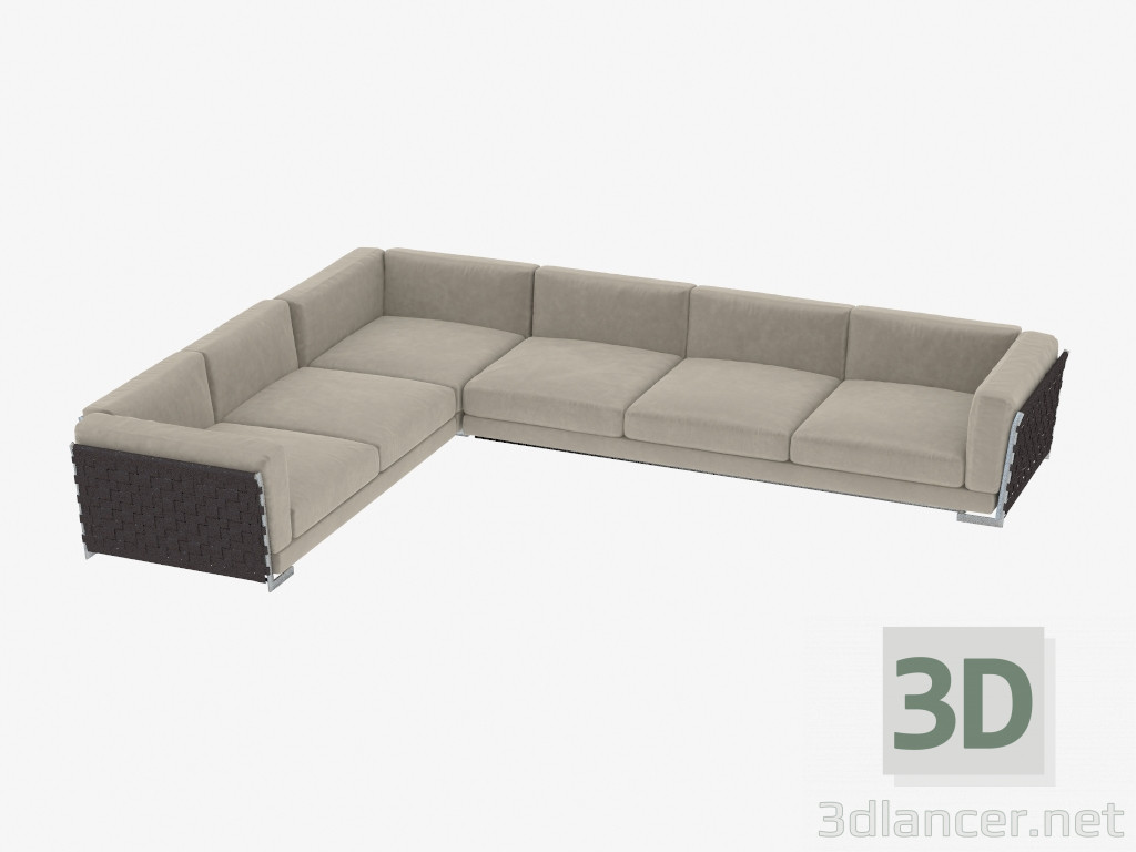 modello 3D divano ad angolo modulare Fianco - anteprima