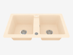 Sink, 2 bowls without wing for drying - sand Zorba (ZQZ 7203)
