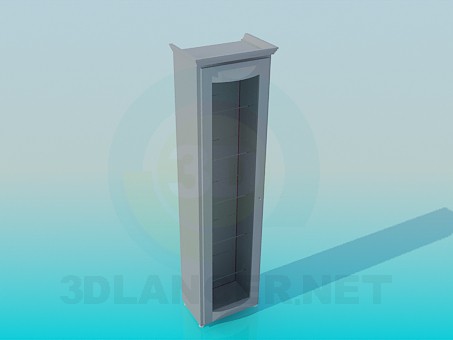 3d модель Вузький шафа зі скляними дверцятами – превью