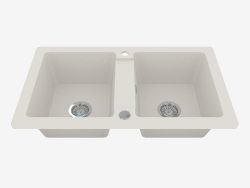 Sink, 2 bowls without a wing for drying - alabaster Zorba (ZQZ A203)