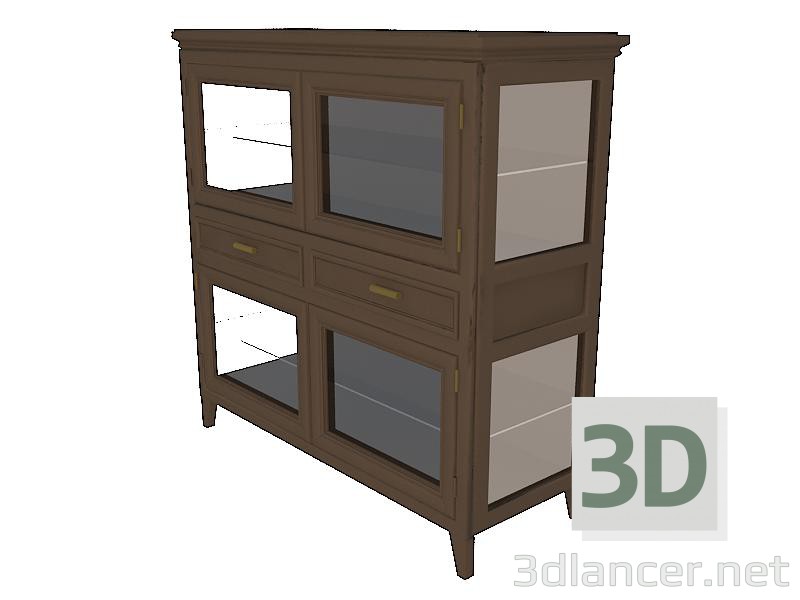 3d model mueble cristalera con cajones - vista previa