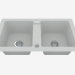 modello 3D Lavello, 2 vasche senza alette per l'asciugatura - metallo grigio Zorba (ZQZ S203) - anteprima