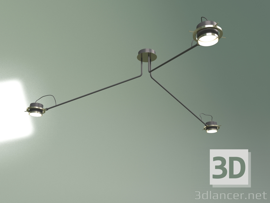 modello 3D Plafoniera Retro 3 luci - anteprima
