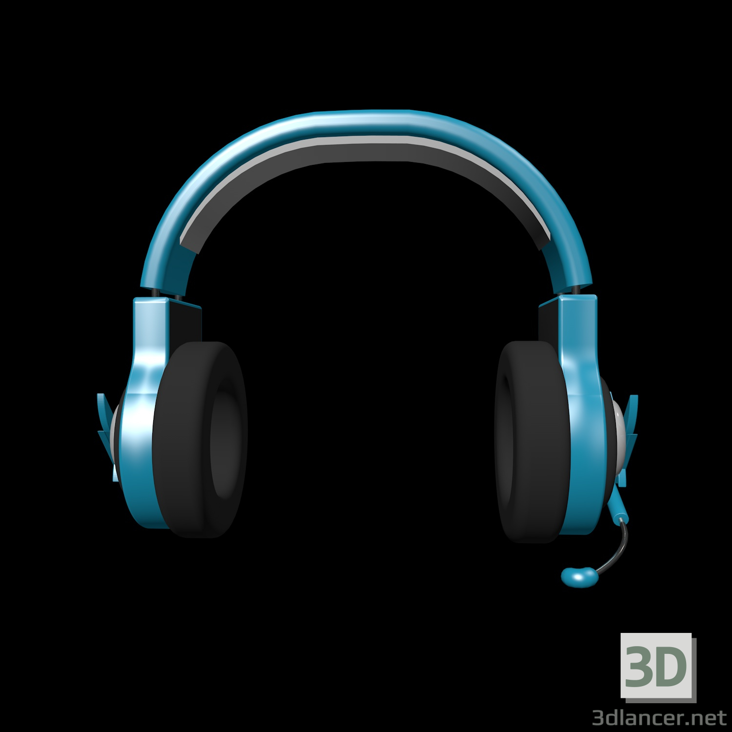 3D kulaklık mavi modeli satın - render