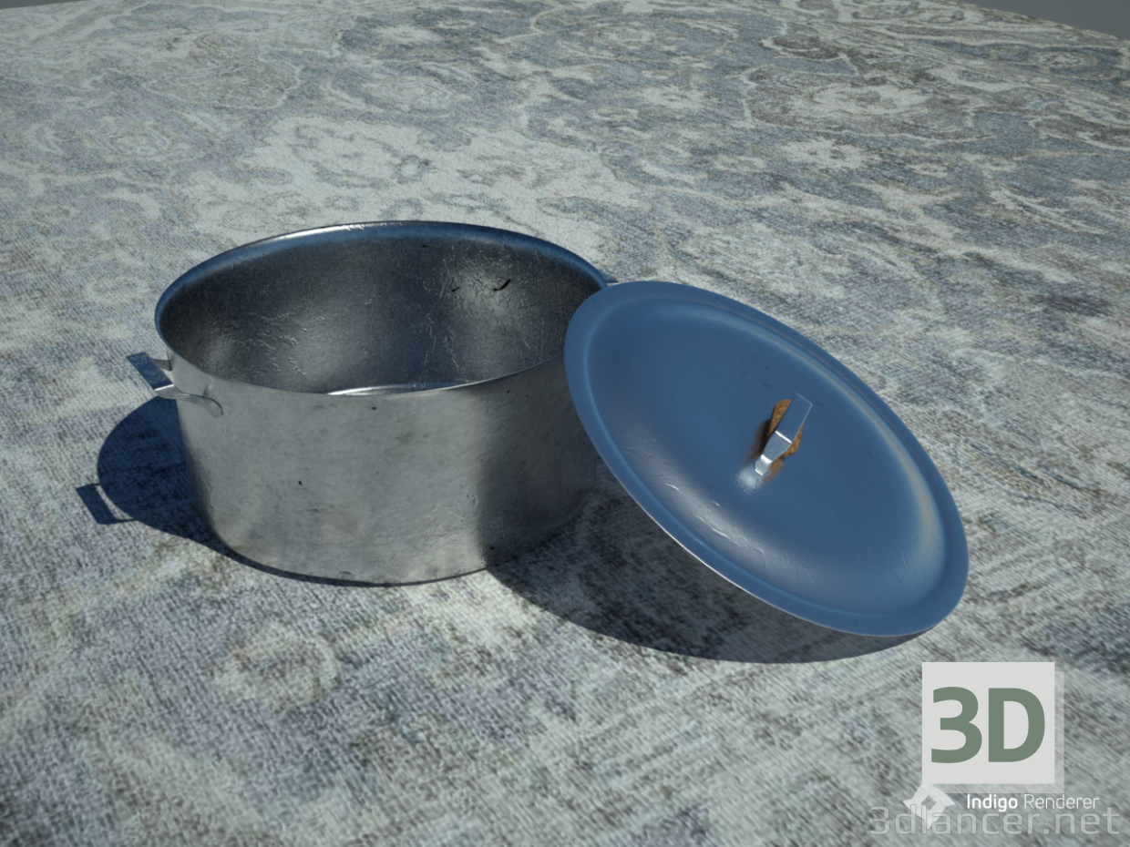 3d model Casserole with lid (stainless steel) - preview
