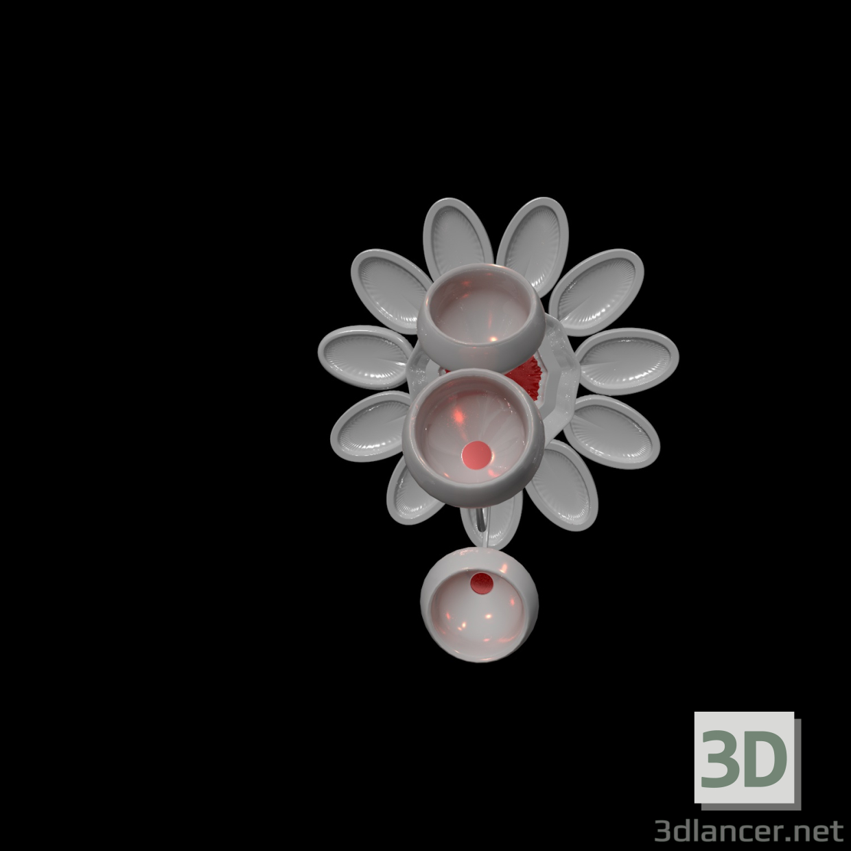 Aplique de flores 3D modelo Compro - render