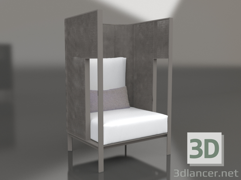 modello 3D Chaise longue cocoon (Grigio quarzo) - anteprima