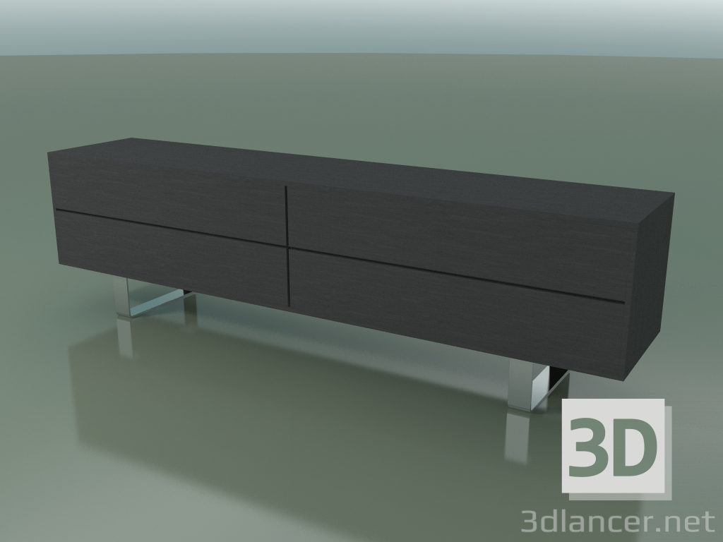 3D Modell Kommode mit 4 Schubladen (64, gebürstete Stahlfüße, grau lackiert) - Vorschau