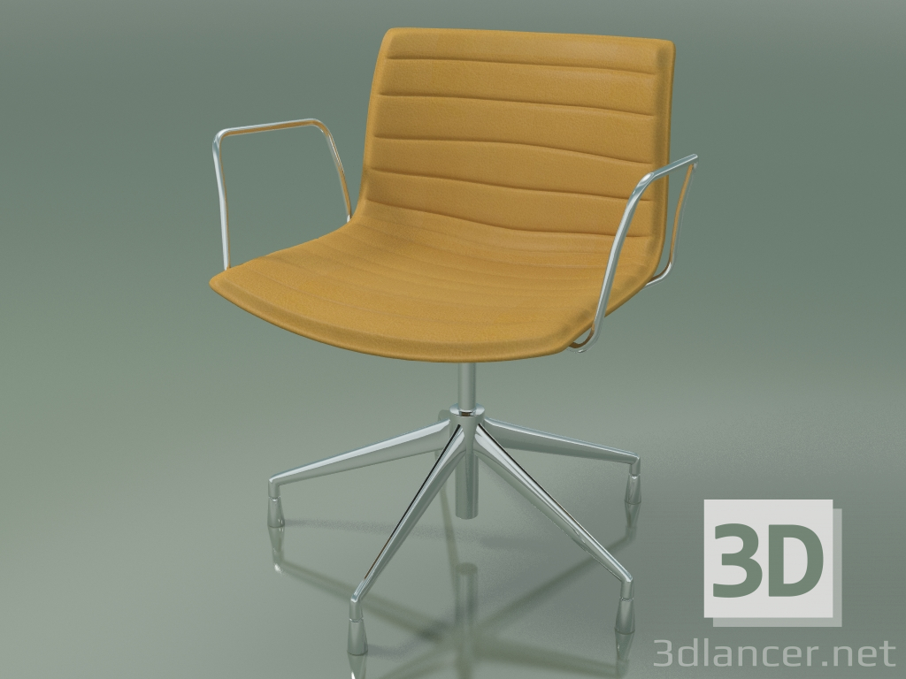modello 3D Sedia 3127 (5 gambe, con braccioli, cromata, con rivestimento in pelle sfoderabile) - anteprima
