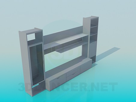 modello 3D cupboardl in salotto - anteprima