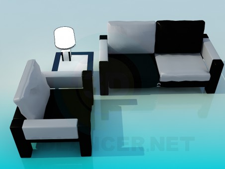 Modelo 3d Sofá com cadeira - preview