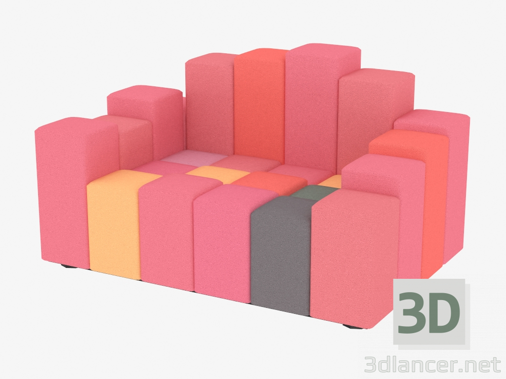 3 डी मॉडल ब्लॉक के मॉड्यूलर आर्मचेयर - पूर्वावलोकन