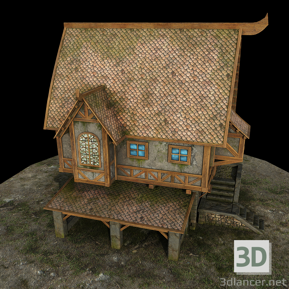 3D Kır evi modeli satın - render