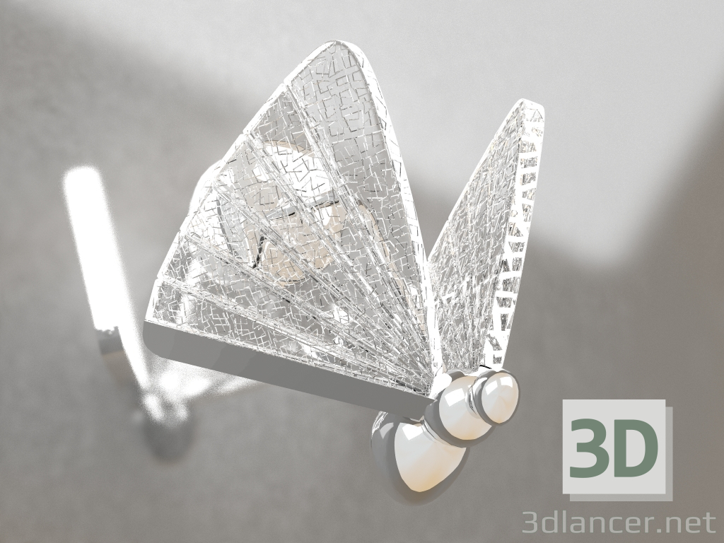 3d model Aplique Mariposa cromo (08444.02) - vista previa