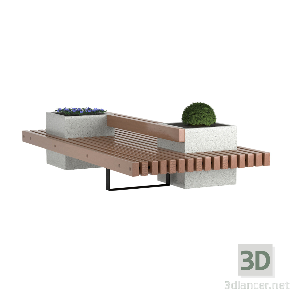 3d Vases and bench model buy - render