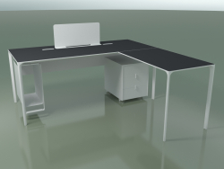 Office table 0815 + 0816 right (H 74 - 79x180 cm, equipped, laminate Fenix F06, V12)