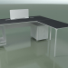 modèle 3D Table de bureau 0815 + 0816 droite (H 74 - 79x180 cm, équipée, laminé Fenix F06, V12) - preview