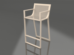 High stool with a high back and armrests (Sand)