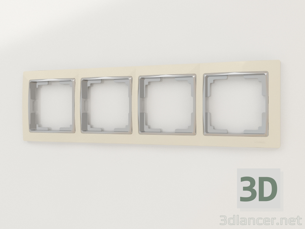 modello 3D Cornice per 4 montanti Snabb (avorio-cromo) - anteprima