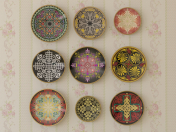 Set of decorative plates with different ornaments