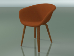 Armchair 4233 (4 wooden legs, upholstered, teak effect)