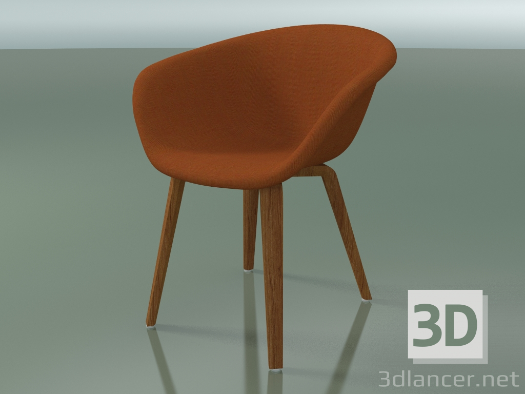 modello 3D Poltrona 4233 (4 gambe in legno, imbottita, effetto teak) - anteprima
