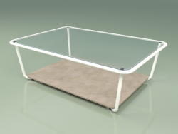 Table basse 002 (Verre Côtelé, Lait Métallique, Pierre Farsena)