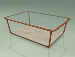 Coffee table 002 (Ribbed Glass, Metal Rust, Farsena Stone)