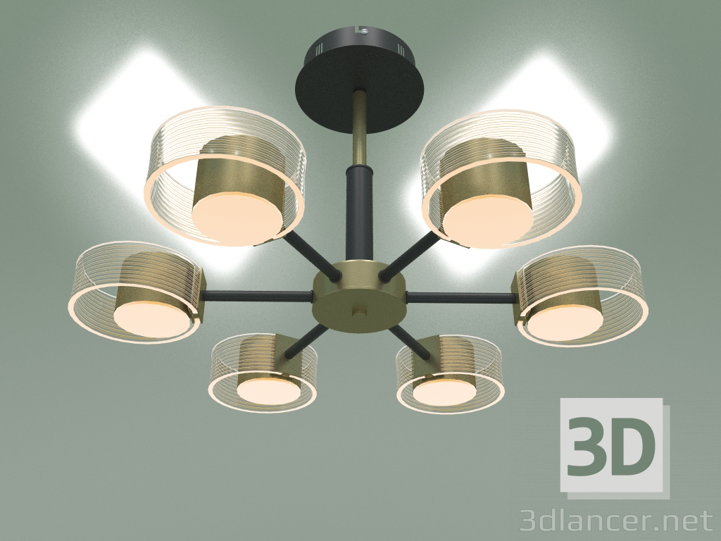 3D modeli Tavan LED avize Jet 90244-6 (siyah-altın) - önizleme