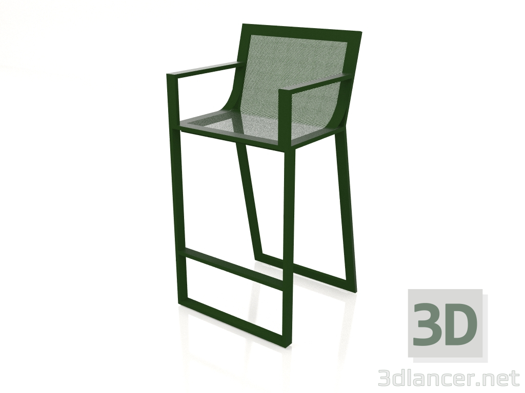 modello 3D Sgabello alto con schienale alto e braccioli (Verde bottiglia) - anteprima