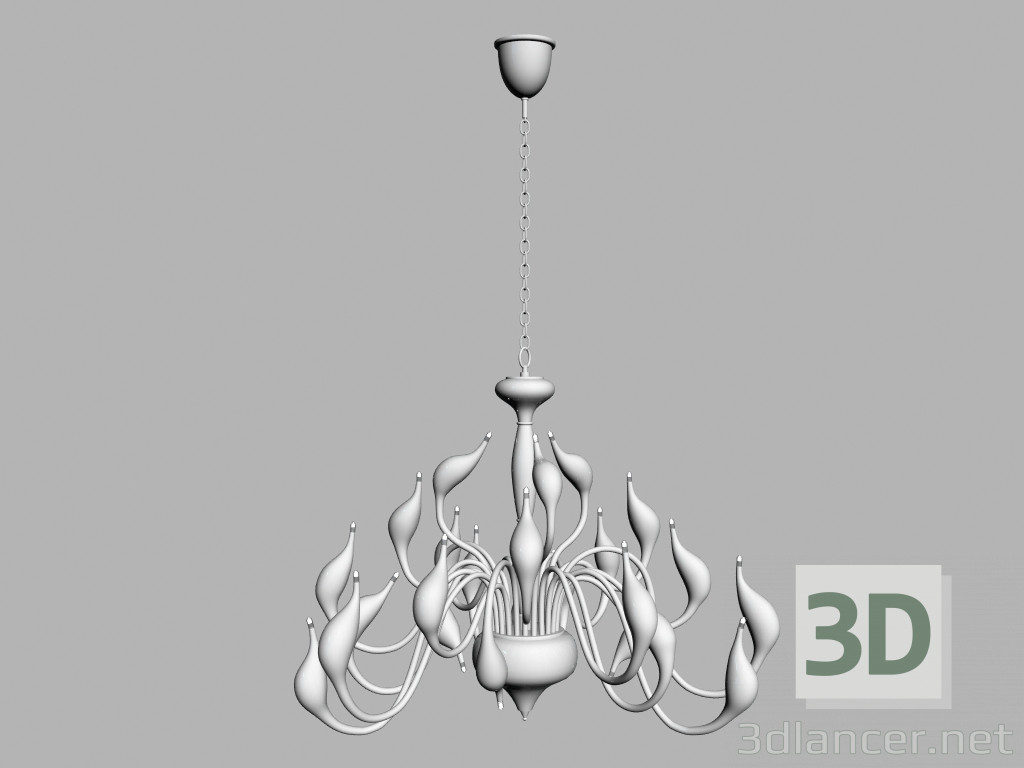 modello 3D Lampadario decorativo md 8098-24a cigno bianco - anteprima