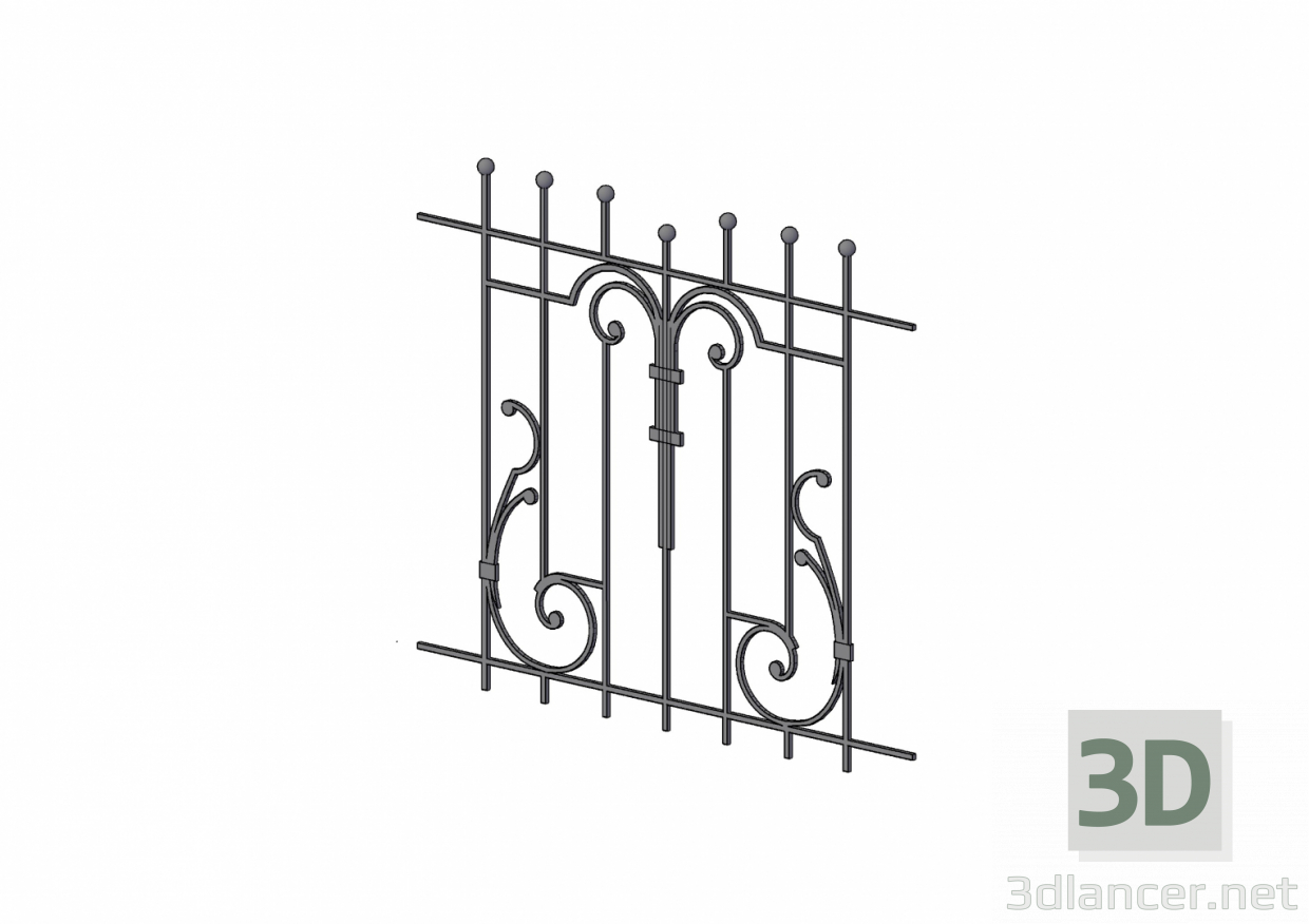 3d model Wrought iron fence - preview