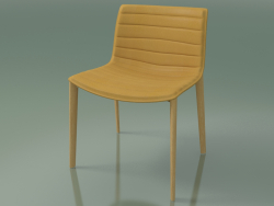 Cadeira 3118 (4 pernas de madeira, com estofamento removível em couro, carvalho natural)