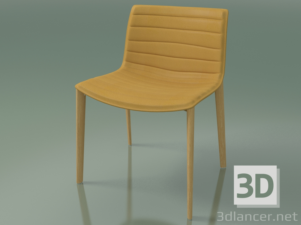 modello 3D Sedia 3118 (4 gambe in legno, con rivestimento in pelle sfoderabile, rovere naturale) - anteprima