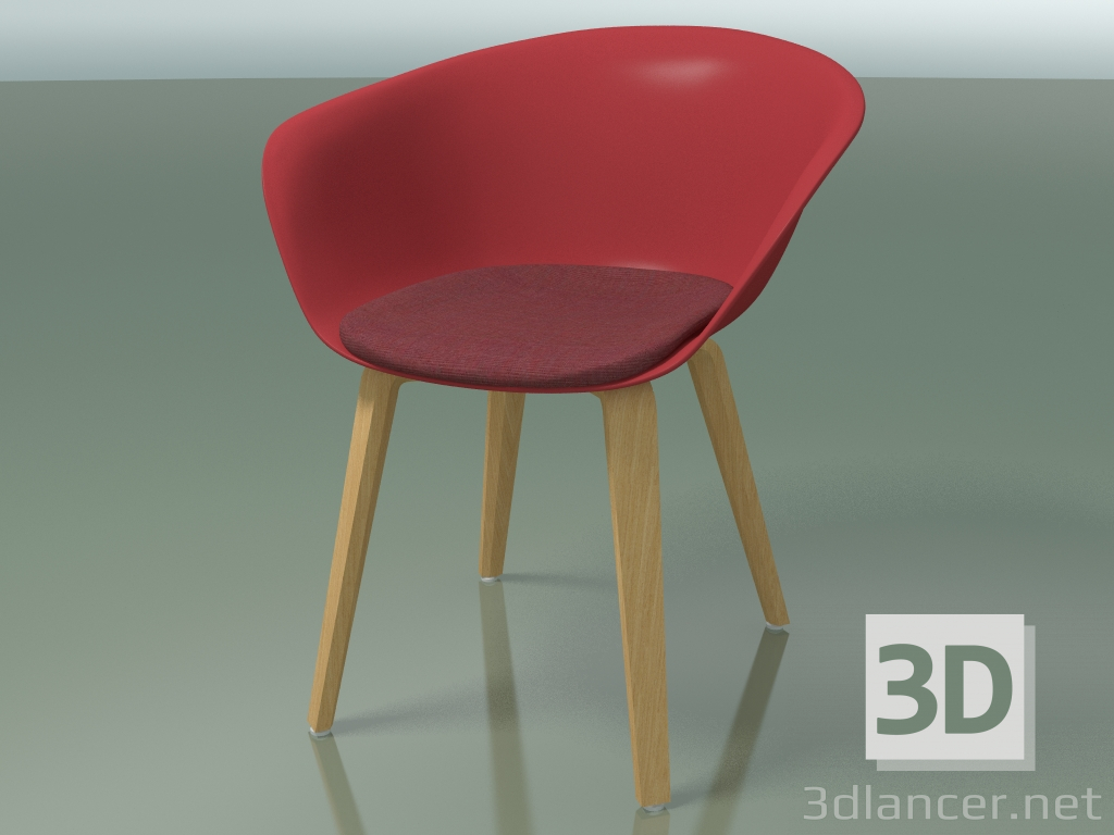 modello 3D Sedia 4223 (4 gambe in legno, con cuscino sul sedile, rovere naturale, PP0003) - anteprima