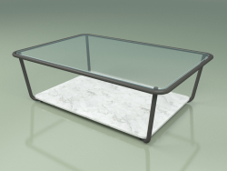 Couchtisch 002 (Riffelglas, Rauchmetall, Carrara-Marmor)