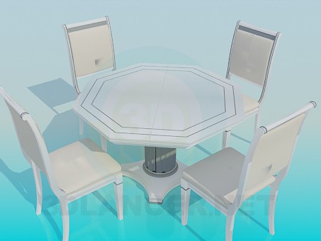 3 डी मॉडल कुर्सियों के साथ तालिका - पूर्वावलोकन