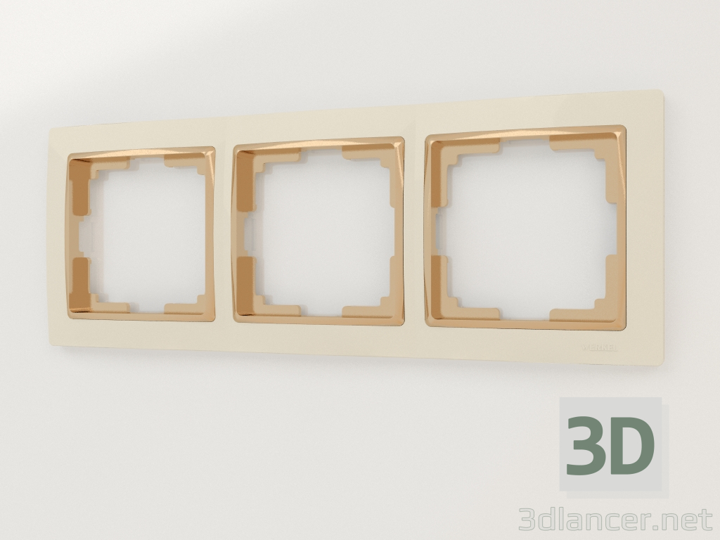 modello 3D Cornice per 3 montanti Snabb (avorio-oro) - anteprima