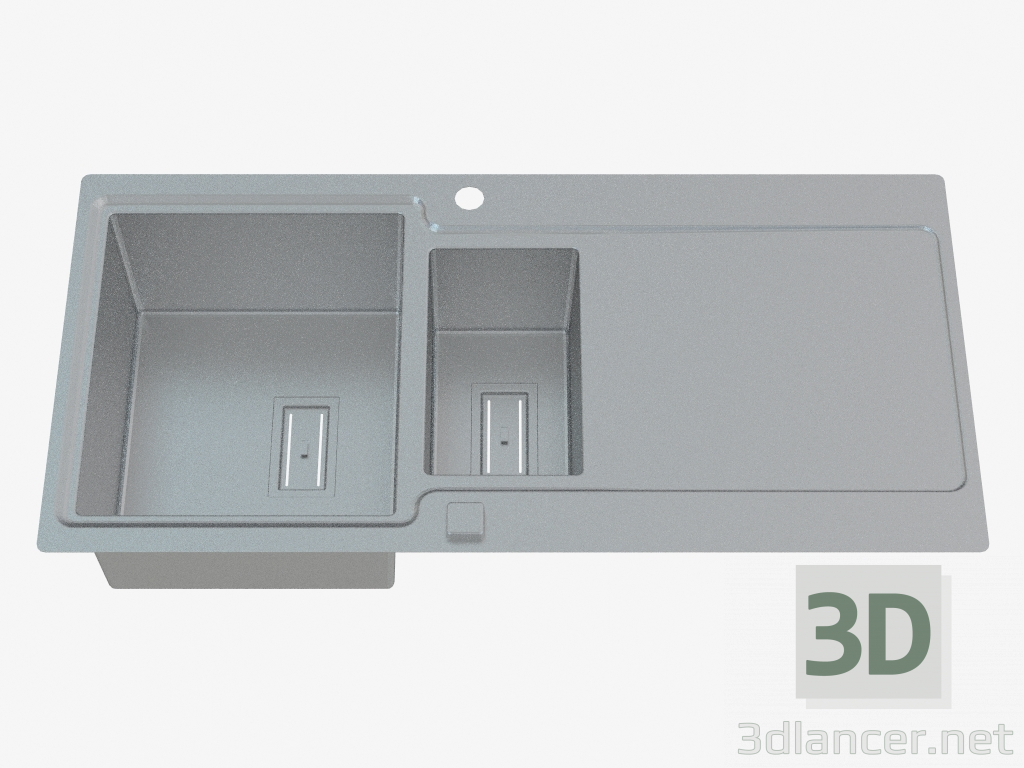 3D Modell Waschbecken, 1,5 Schüssel mit einem Flügel zum Trocknen - Satin Prospero (ZDP 0513) - Vorschau
