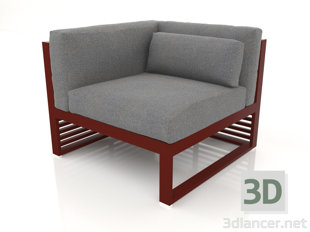 3D Modell Modulares Sofa, Abschnitt 6 links (Weinrot) - Vorschau