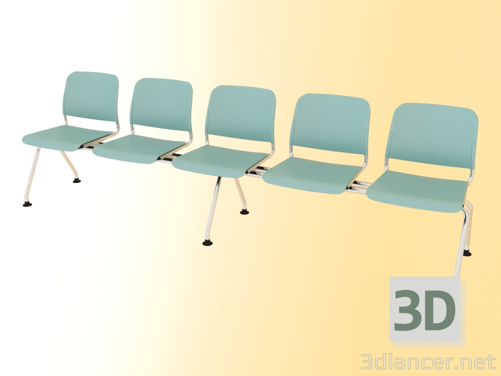 3d model Bench five-seater (522L5) - preview