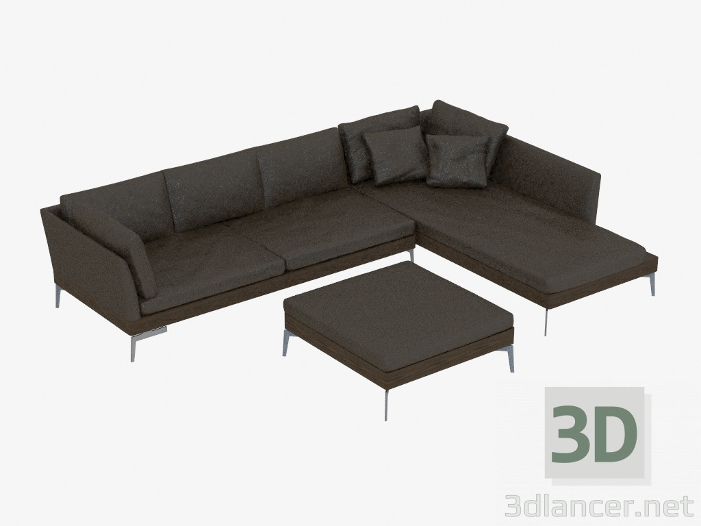 3d model Modular leather corner sofa Angolo 209 - preview