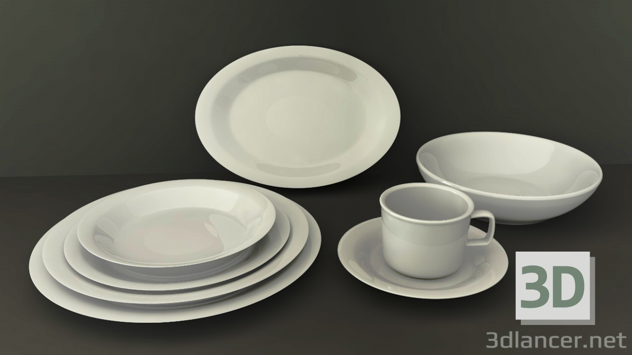 3d model Set of dishes - preview