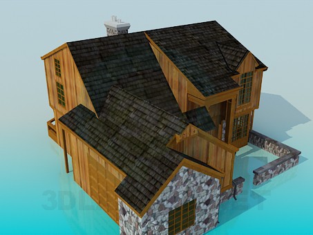 3 डी मॉडल लकड़ी के घर - पूर्वावलोकन