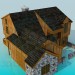 3d model Casa de madera con piedra - vista previa