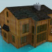 3d model Casa de madera con piedra - vista previa